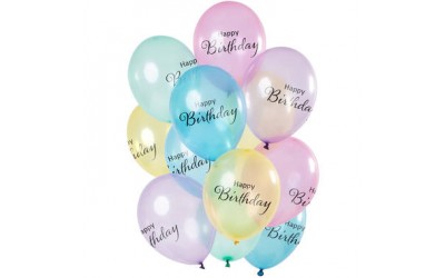 Ballonnen 'Happy Birthday' Pastel